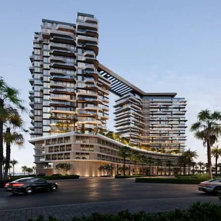 Curved residential tower facade